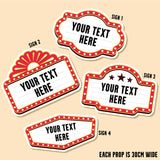 Custom Photobooth Prop Sign 260 - Set of 4 30cm Each