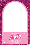 Pink Glitter Effect Welcome Board & Selfie Frame Bundle