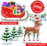 Christmas Reindeer and Sleigh 040 Cardboard Cutout Bundle