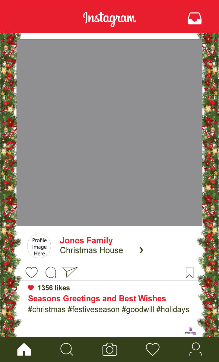 Christmas Season Theme 101 Selfie Frame - Self Standing - Extra Large - 190cm x 90cm