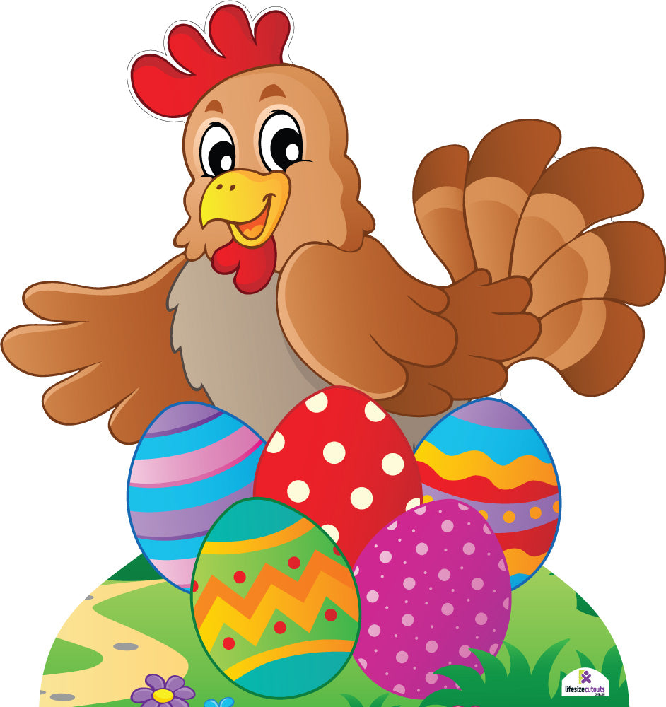 Easter Hen Sitting on Eggs Cardboard Cutout 75cm